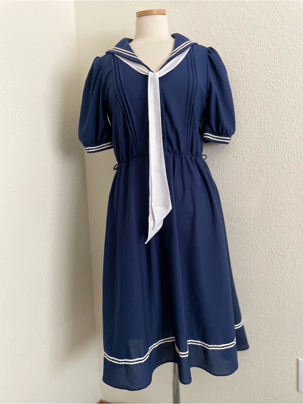 Vintage 1970s Blue and White Sailor Dress - Picture 7 of 11